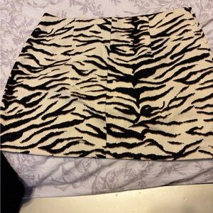H&M Black and Cream Zebra Print Mini Skirt
